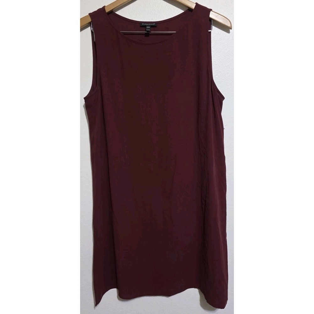 NEW EILEEN FISHER Silk‎ Georgette Crepe Tank Tunic Sleeveless Dress Top Shirt PL
